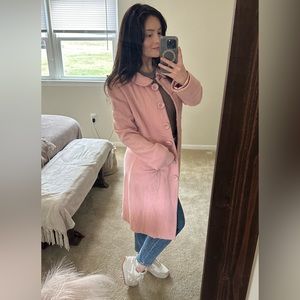 Pink Button Down Long Sleeve Trench Coat | WINDSOR | Size S